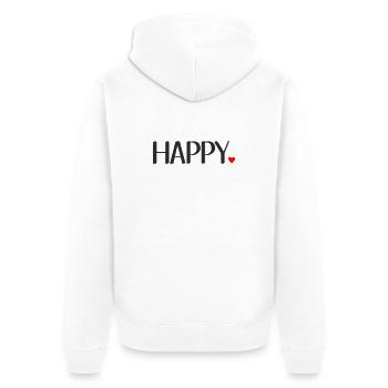 Happy Schriftzug mit rotem Herz – Positives Textde - Unisex Premium Bio Zip Hoodie - Weiß - Hinten - Thijin (182cm)