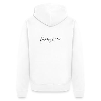 Prénom de famille Patrizia Prénom décoratif - Veste à capuche bio Premium Unisexe - blanc - Dos - Thijin (182cm)