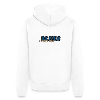 I HAVE THE BLUES - Unisex Premium Bio Zip Hoodie - Weiß - Hinten - Thijin (182cm)