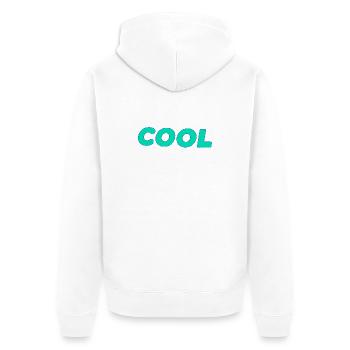 Coole retro-cyanfarbene Schrift - Unisex Premium Bio Zip Hoodie - Weiß - Hinten - Thijin (182cm)