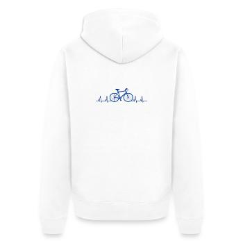 Fahrrad Herzschlag Mountainbike - Unisex Premium Bio Zip Hoodie - Weiß - Hinten - Thijin (182cm)