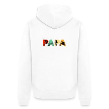 Mountain Biking Papa Retro MTB Cycling Dad - Unisex Premium Organic Zip Hoodie - white - Back - Thijin (182cm)