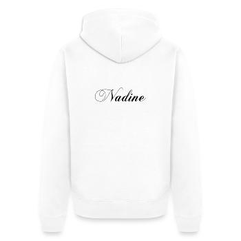 nadine_name - Unisex Premium Bio Zip Hoodie - Weiß - Hinten - Thijin (182cm)