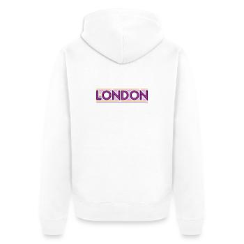 Londres Néon Violet Rayures - Veste à capuche bio Premium Unisexe - blanc - Dos - Thijin (182cm)