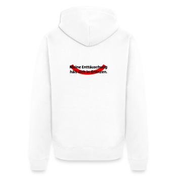 Enttäuschung in Grenzen - Unisex Premium Bio Zip Hoodie - Weiß - Hinten - Thijin (182cm)