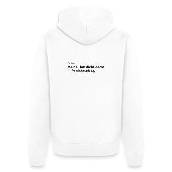 Haftpflicht - Unisex Premium Bio Zip Hoodie - Weiß - Hinten - Thijin (182cm)