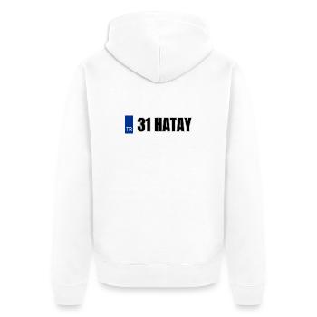 31 Hatay Kennzeichen | Türkisches Kennzeichen - Unisex Premium Bio Zip Hoodie - Weiß - Hinten - Thijin (182cm)