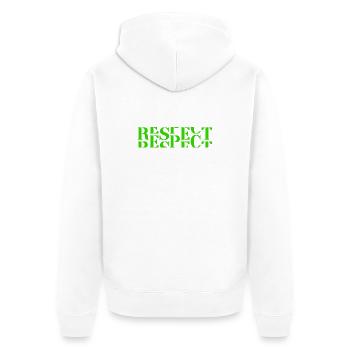 Respect - Unisex Premium Bio Zip Hoodie - Weiß - Hinten - Thijin (182cm)