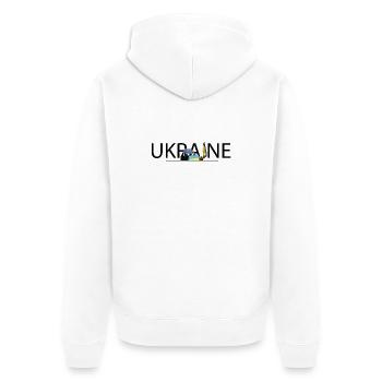 Ukraine Unity Protest College - Unisex Premium Bio Zip Hoodie - Weiß - Hinten - Thijin (182cm)