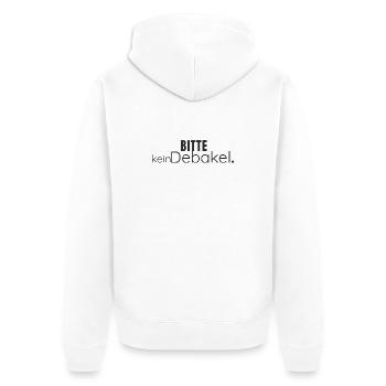 Bitte kein Debakel – Humorvolles Statement Design - Unisex Premium Bio Zip Hoodie - Weiß - Hinten - Thijin (182cm)