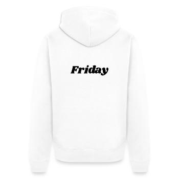 Vendredi – Lettrage noir - Veste à capuche bio Premium Unisexe - blanc - Dos - Thijin (182cm)