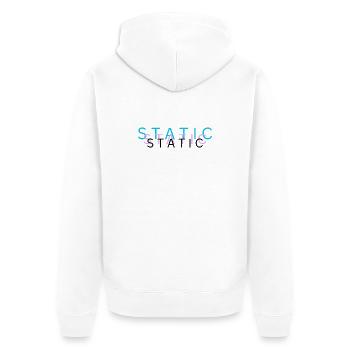 Static – Minimalistisches Glitch Typografie Design - Unisex Premium Bio Zip Hoodie - Weiß - Hinten - Thijin (182cm)