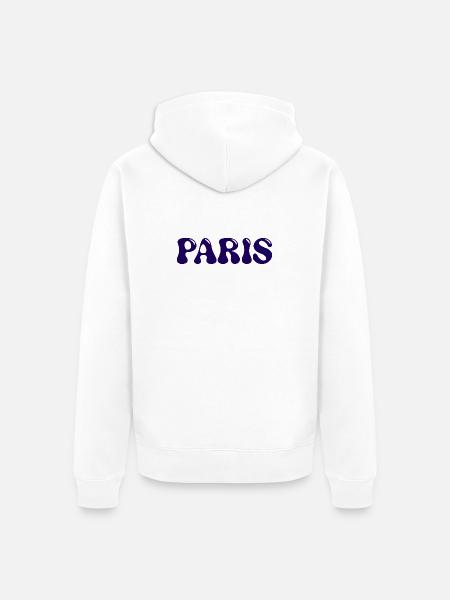 Pariser Glänzende Marineblaue Patentbriefe - Unisex Premium Bio Zip Hoodie - Weiß