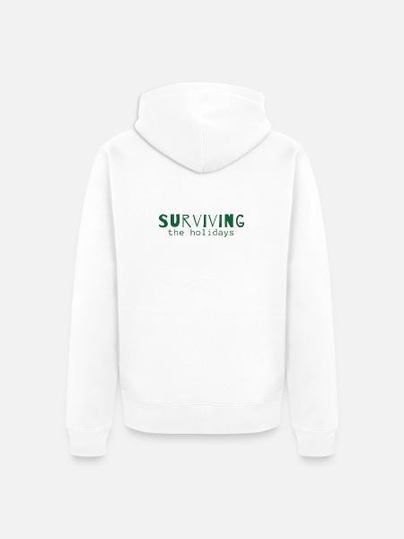 Surviving the Holidays – Weihnachtsstatement - Unisex Premium Bio Zip Hoodie - Weiß
