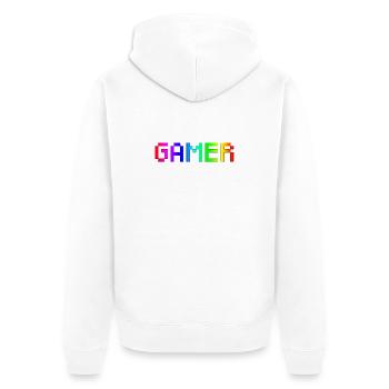Spieler - Unisex Premium Bio Zip Hoodie - Weiß - Hinten - Thijin (182cm)