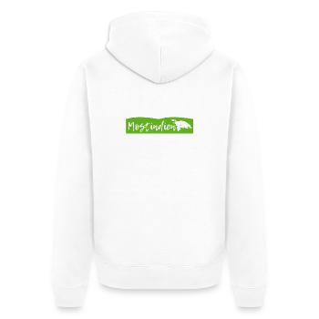 mostIndien - Unisex Premium Bio Zip Hoodie - Weiß - Hinten - Thijin (182cm)