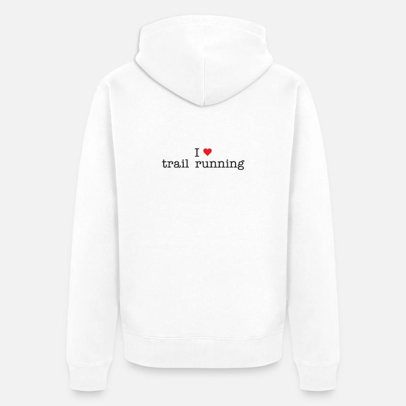J’adore le trail running - Veste à capuche bio Premium Unisexe - blanc