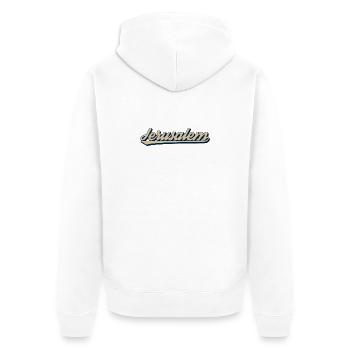 Jerusalem Lettering Design - Unisex Premium Organic Zip Hoodie - white - Back - Thijin (182cm)