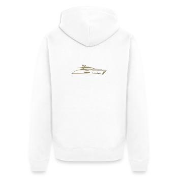 Bateau à moteur Yacht Silhouette Design Minimal - Veste à capuche bio Premium Unisexe - blanc - Dos - Thijin (182cm)