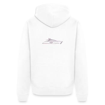 Motorboot Yacht Silhouette Minimal Design - Unisex Premium Bio Zip Hoodie - Weiß - Hinten - Thijin (182cm)