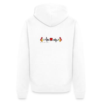 Cardio fréquence cardiaque pour la province de Liège Belgique - Veste à capuche bio Premium Unisexe - blanc - Dos - Thijin (182cm)
