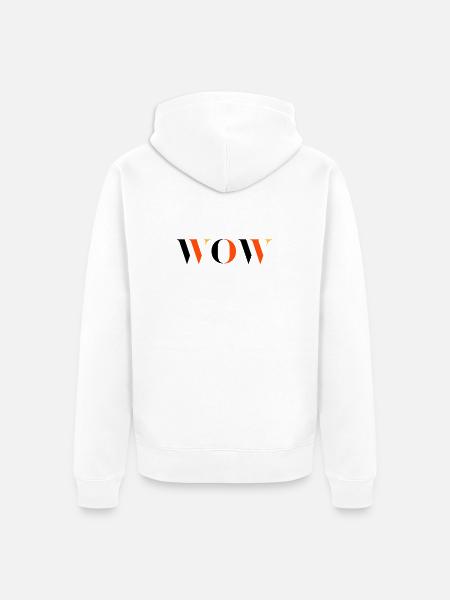 WOW tri-colour - Unisex Premium Organic Zip Hoodie - white