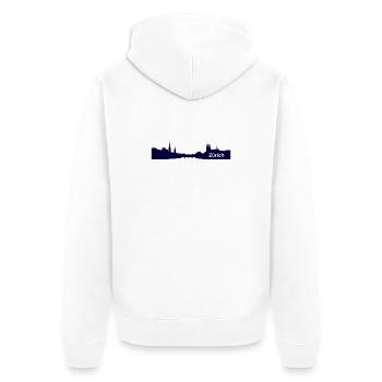 Zürich City Stadt Design - Alpha - Geschenkidee - Unisex Premium Bio Zip Hoodie - Weiß - Hinten - Thijin (182cm)