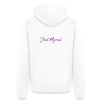 LIEBE. PAAR. GERADE VERHEIRATET. Junggesellinnenabschied. VALENTINSTAG. - Unisex Premium Bio Zip Hoodie - Weiß - Hinten - Thijin (182cm)
