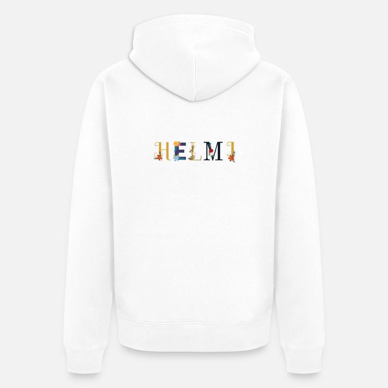 Le nom HELMI est fleuri - Veste à capuche bio Premium Unisexe - blanc