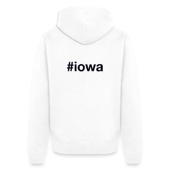 IOWA Hashtag - Unisex Premium Organic Zip Hoodie - white - Back - Thijin (182cm)