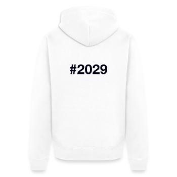 2029 Hashtag - Unisex Premium Organic Zip Hoodie - white - Back - Thijin (182cm)