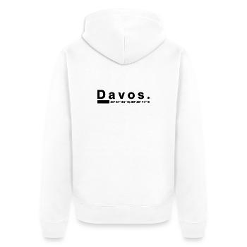 Davos Koordinaten Graubünden Bündner Bündnerin - Unisex Premium Bio Zip Hoodie - Weiß - Hinten - Thijin (182cm)