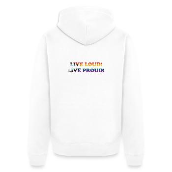 Queer - Live Loud - Live Proud - Unisex Premium Organic Zip Hoodie - white - Back - Thijin (182cm)