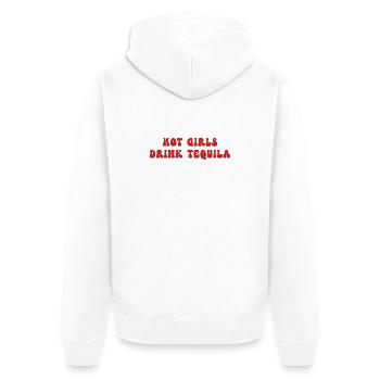 Humorvoller Aperitif Mädchen trinken Tequila - Unisex Premium Bio Zip Hoodie - Weiß - Hinten - Thijin (182cm)