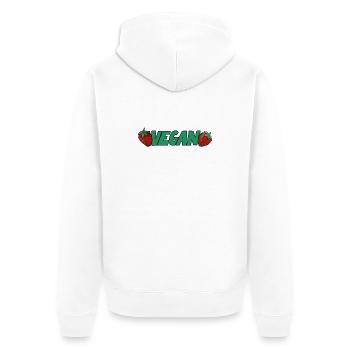Vegan Strawberries Bold Logo - Unisex Premium Organic Zip Hoodie - white - Back - Thijin (182cm)