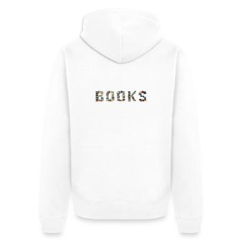 BOOKS – Wenn Lesen zur Form wird - Unisex Premium Bio Zip Hoodie - Weiß - Hinten - Thijin (182cm)