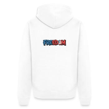 Freedom Typography Statement Design - Unisex Premium Organic Zip Hoodie - white - Back - Thijin (182cm)