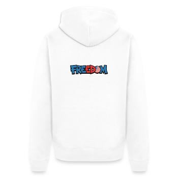 Freedom Typography Statement Design - Unisex Premium Organic Zip Hoodie - white - Back - Thijin (182cm)