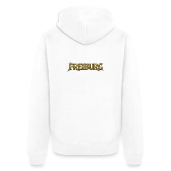 Freiburg Gold Skull Logo - Unisex Premium Organic Zip Hoodie - white - Back - Thijin (182cm)