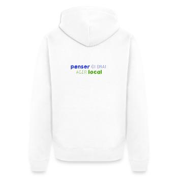 Think GLOBAL, Act LOCAL - Unisex Premium Organic Zip Hoodie - white - Back - Thijin (182cm)
