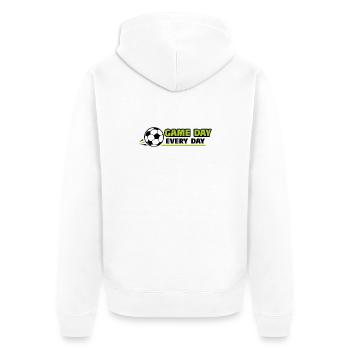 Football_Game jour, tous les jours - Veste à capuche bio Premium Unisexe - blanc - Dos - Thijin (182cm)