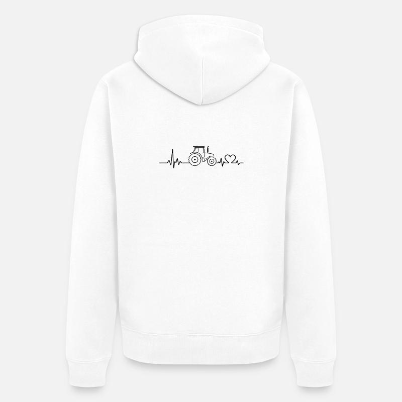 Traktor Puls EKG Herzfrequenz - Unisex Premium Bio Zip Hoodie - Weiß