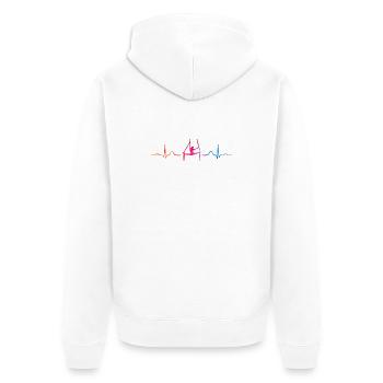 Vertikaltuch Heartbeat Luftakrobatik Aerial Silk - Unisex Premium Bio Zip Hoodie - Weiß - Hinten - Thijin (182cm)
