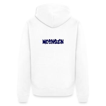 Moinsen (Street Funk) - Unisex Premium Bio Zip Hoodie - Weiß - Hinten - Thijin (182cm)