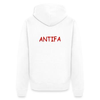 Antifa - red - Unisex Premium Bio Zip Hoodie - Weiß - Hinten - Thijin (182cm)