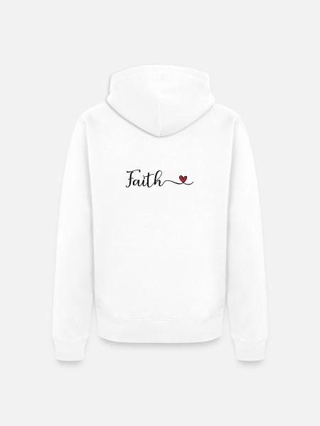 Glaubenstypografie mit Herz - Unisex Premium Bio Zip Hoodie - Weiß