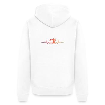 Nähmaschinen-Schneiderin von Sonnenuntergang - Unisex Premium Bio Zip Hoodie - Weiß - Hinten - Thijin (182cm)