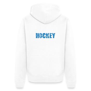 Hockey Eishockey - Unisex Premium Bio Zip Hoodie - Weiß - Hinten - Thijin (182cm)