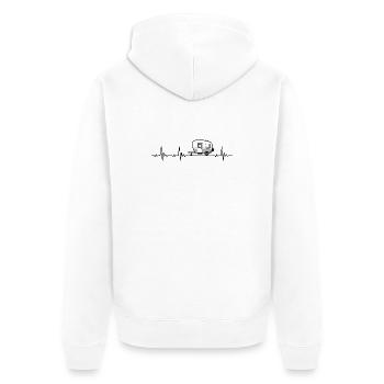 Caravan Camping Heartbeat frequency pulse ECG - Unisex Premium Organic Zip Hoodie - white - Back - Thijin (182cm)