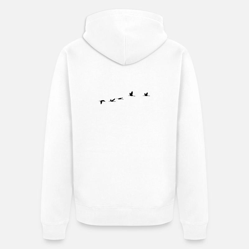 Oiseaux migrateurs Oiseaux - Veste à capuche bio Premium Unisexe - blanc